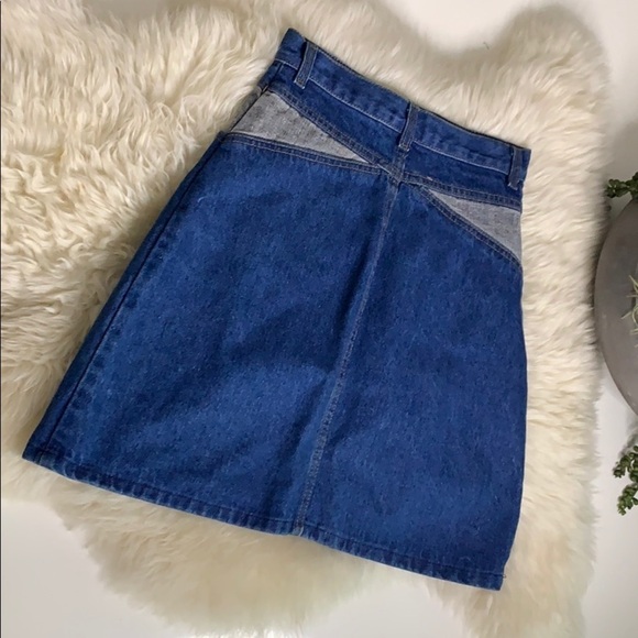 Vintage Denim A Line Jean Mini Skirt two tone size 2 women’s - Picture 6 of 7